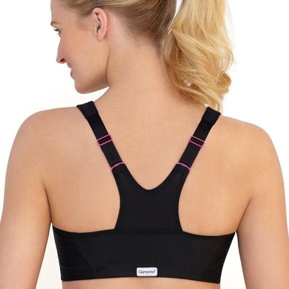 Set of 3! 42B Glamorise SPORT Bra (HIGH-IMPACT) Black (RACERBACK) T-Back Zip NEW - Picture 14 of 16